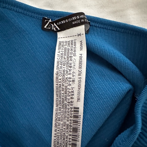 Blue cropped one shoulder tank top. Only worn once. Great condition. - Picture 2 of 2